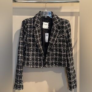 A&F Tweed Cropped Structured Blazer, Size S (New w Tags) - Opt. Matching Skort